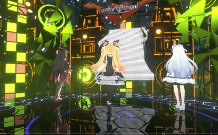 激しい電飾ステージで3人の少女が圧巻のダンスパフォーマンス！